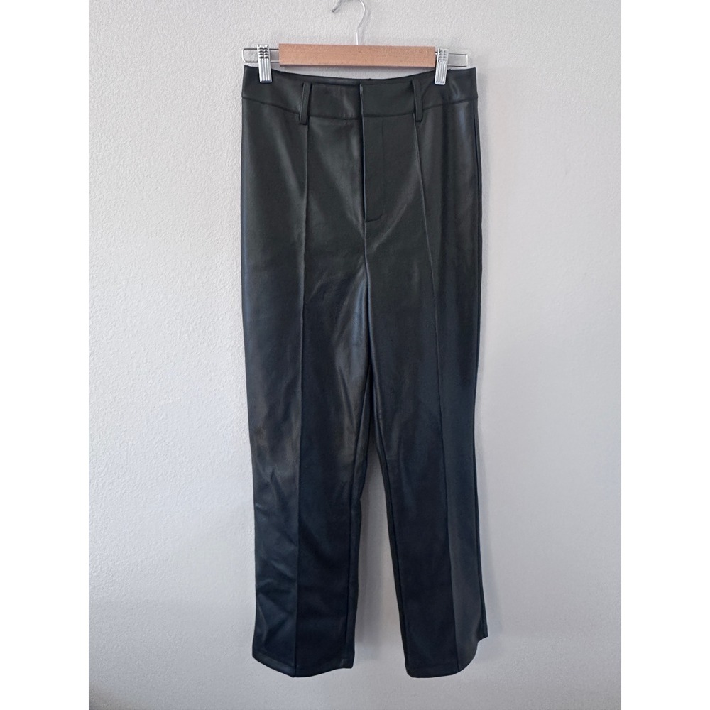 NWT Commense Faux Leather Pants Size M Black High Waisted Seam Front Trousers